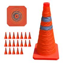 Cone Retratil Sinalizador Kit 19 Uni Viario Baliza Portatil Estrada Segurança Dobravel Obra Flexivel Rodovia