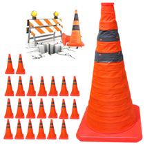 Cone Retratil Sinalizador Kit 22 Uni Transito Trafego Obra Rodovia Baliza Segurança Estrada Dobravel Portatil Flexivel Cone Retratil Sinalizador Kit 22 Uni Transito Trafego Obra Rodovia Baliza Segurança Estrada Dobravel Portatil Flexivel