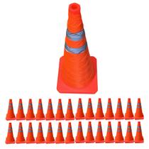 Cone Retratil Sinalizador Kit 28 Uni Obra Portatil Flexivel Baliza Rodovia Dobravel Estrada Segurança Alerta Viario Cone Retratil Sinalizador Kit 28 Uni Obra Portatil Flexivel Baliza Rodovia Dobravel Estrada Segurança Alerta Viario