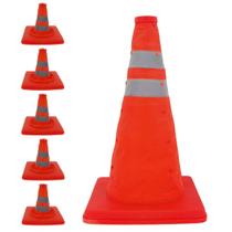 Cone Retratil Sinalizador Kit 5 Uni Transito Trafego Obra Segurança Estrada Rodovia Baliza Dobravel Portatil Flexivel Cone Retratil Sinalizador Kit 5 Uni Transito Trafego Obra Segurança Estrada Rodovia Baliza Dobravel Portatil Flexivel