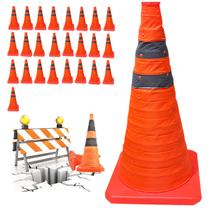 Cone Retratil Sinalizador Transito Kit 25 Uni Trafego Obra Rodovia Baliza Segurança Estrada Dobravel Portatil Flexivel Cone Retratil Sinalizador Transito Kit 25 Uni Trafego Obra Rodovia Baliza Segurança Estrada Dobravel Portatil Flexivel