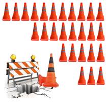 Cone Retratil Sinalizador Transito Kit 27 Uni Obra Rodovia Baliza Segurança Guarda Estrada Dobravel Portatil Flexivel Cone Retratil Sinalizador Transito Kit 27 Uni Obra Rodovia Baliza Segurança Guarda Estrada Dobravel Portatil Flexivel