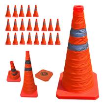 Cone Retratil Sinalizador Viario Kit 21 Uni Baliza Portatil Estrada Segurança Dobravel Obra Flexivel Rodovia Cone Retratil Sinalizador Viario Kit 21 Uni Baliza Portatil Estrada Segurança Dobravel Obra Flexivel Rodovia