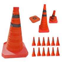 Cone Retratil Viario Baliza Kit 12 Uni Sinalizador Portatil Estrada Segurança Dobravel Obra Flexivel Rodovia Cone Retratil Viario Baliza Kit 12 Uni Sinalizador Portatil Estrada Segurança Dobravel Obra Flexivel Rodovia