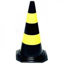 Cone Rígido 75 cm Preto e Amarelo - Proteplus