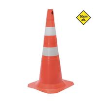 Cone Rígido Laranja com Faixas Brancas 50cm - Plastcor Cone Rígido Laranja com Faixas Brancas 50cm - Plastcor