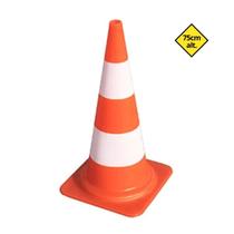 Cone Rígido Laranja com Faixas Brancas 75cm - Plastcor