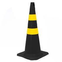 Cone Rigido Pintado 50cm Preto E Amarelo - Plastcor