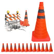 Cone Rodovia Retratil Kit 13 Uni Transito Flexivel Segurança Estrada Rua Emergencia Dobravel Alerta Obra Sinalizaçao Cone Rodovia Retratil Kit 13 Uni Transito Flexivel Segurança Estrada Rua Emergencia Dobravel Alerta Obra Sinalizaçao