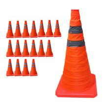Cone Rodovia Retratil Kit 17 Uni Flexivel Segurança Transito Estrada Rua Emergencia Dobravel Alerta Obra Sinalizaçao