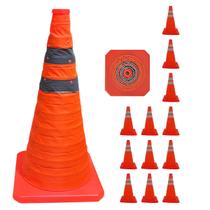Cone Rodovia Sinalizador Kit 12 Uni Retratil Guarda Dobravel Baliza Estrada Estacionamento Segurança Aviso Alerta Viario