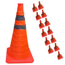 Cone Segurança Retratil Dobravel Kit 13 Uni Flexivel Rodovia Estrada Alerta Obra Sinalizaçao Emergencia Estacionamento