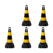 Cone sinalização 50 cm preto/amarelo 5 unidades - PIC