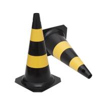 Cone Sinalização 75cm Preto/amarelo - Plastcor