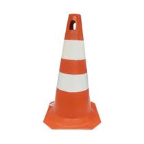 Cone Sinalização Branco/Laranja 50CM - Plastcor