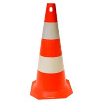 Cone Sinalização Laranja e Branco Rígido 75cm