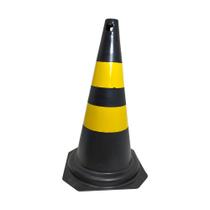 Cone Sinalização Preto e Amarelo Rígido 50cm