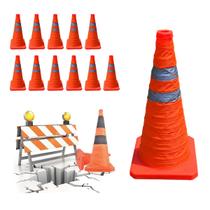 Cone Sinalizaçao Retratil Kit 11 Uni Flexivel Dobravel Portatil Alerta Aviso Seguranca Obra Baliza Estrada Rodovia Cone Sinalizaçao Retratil Kit 11 Uni Flexivel Dobravel Portatil Alerta Aviso Seguranca Obra Baliza Estrada Rodovia