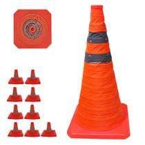 Cone Sinalizaçao Retratil Kit 9 Uni Refletivo Portatil Dobravel Estrada Trafego Obra Segurança Emergencia Balizador