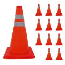 Cone Sinalizador de Transito Retratil Kit 11 Uni Viario Obra Segurança Estrada Rodovia Baliza Dobravel Portatil Flexivel