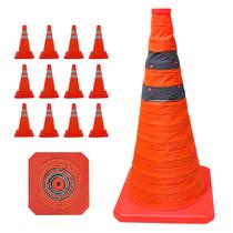 Cone Sinalizador de Transito Retratil Kit 12 Uni Viario Obra Segurança Estrada Rodovia Baliza Dobravel Portatil Flexivel Cone Sinalizador de Transito Retratil Kit 12 Uni Viario Obra Segurança Estrada Rodovia Baliza Dobravel Portatil Flexivel