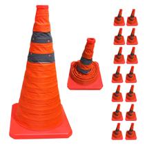 Cone Sinalizador Transito Retratil Kit 14 Uni Viario Obra Segurança Estrada Rodovia Baliza Dobravel Portatil Flexivel Cone Sinalizador Transito Retratil Kit 14 Uni Viario Obra Segurança Estrada Rodovia Baliza Dobravel Portatil Flexivel
