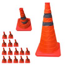 Cone Sinalizador Transito Retratil Kit 15 Uni Viario Obra Segurança Estrada Rodovia Baliza Dobravel Portatil Flexivel Cone Sinalizador Transito Retratil Kit 15 Uni Viario Obra Segurança Estrada Rodovia Baliza Dobravel Portatil Flexivel