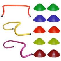 Cone Tartaruga Demarcatório C/10 Half Cones + 3 Obstáculos de Barreira Treino Salto 15cm