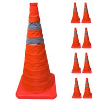 Cone Transito Retratil Kit 8 Uni Sinalizaçao Portatil Rodovia Estrada Dobravel Obra Balizador Segurança Alerta Acidente