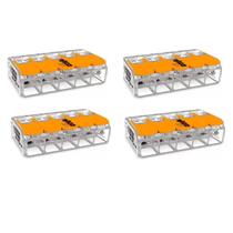 Conector Automático Pentapolar 221-415 Transparente 4 Peças Wago Conector Automático Pentapolar 221-415 Transparente 4 Peças Wago