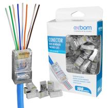 Conector Blindado Rj45 Macho Cat6 cat5e De Rede Vazado 100un