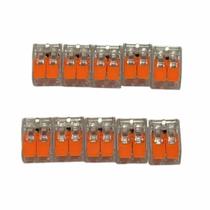 Conector Borne Alavanca 2 Vias Terminal Emenda Fio Cabos 10u Conector Borne Alavanca 2 Vias Terminal Emenda Fio Cabos 10u