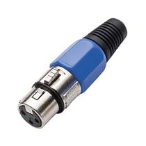 Conector Cannon de Microfone Femea Profissional AZUL