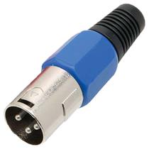 Conector Cannon de Microfone Macho Profissional Azul Conector Cannon de Microfone Macho Profissional Azul