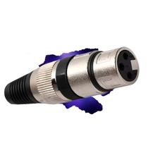 Conector Cannon de Microfone XLR Jack Preto Fêmea Profissional