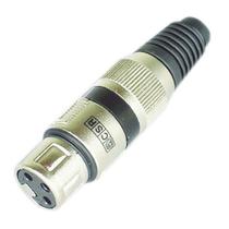 Conector Canon Femea CSR Q-33BK Niquel Preto PE Borracha