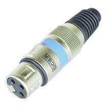 Conector Canon Femea CSR Q-33BL Niquel AZUL PE Borracha