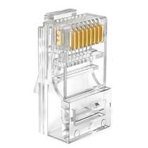 Conector Cristal RJ45 Cat5e/Cat6e EZ Exbom Vazado, CONT-RJ45V1K, 8P8C - Pacote com 100 Unidades