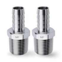 Conector de adaptador de conexão de mangueira MAACFLOW de aço inoxidável 1/2 NPT macho para 1/2 mangueira ID Barb (pacote com 2)