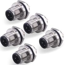Conector de aviação Lonlonty M12, suporte de painel macho de 4 pinos x5 Conector de aviação Lonlonty M12, suporte de painel macho de 4 pinos x5