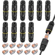 Conector de cabo à prova dágua IP68 de 3 vias, kit com 10 unidades