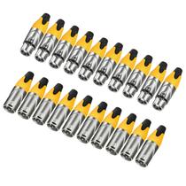 Conector de cabo XLR MFL. Masculino e feminino, níquel, amarelo