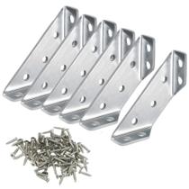 Conector de Canto Inox 7 Furos Kit 6 Peças + Parafusos Reforço para Móveis -VitalMG