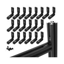 Conector De Canto Interno Tipo L Preto 20 Peças Para Extrusão De Alumínio Série 20x20 Com Parafusos Conector De Canto Interno Tipo L Preto 20 Peças Para Extrusão De Alumínio Série 20x20 Com Parafusos