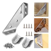 Conector De Canto Reforço Kit 10 Pcs De Aço Inoxidável Para Móveis de Madeira Universal com Parafusos
