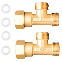 Conector de cotovelo de latão de 1/2 polegada fêmea x macho x macho 2 peças