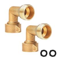 Conector de cotovelo para mangueira de jardim 3/4" em latão, 90 graus, kit com 2 unidades Hourleey Conector de cotovelo para mangueira de jardim 3/4" em latão, 90 graus, kit com 2 unidades Hourleey