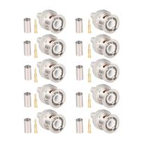 Conector de crimpagem macho BNC MOOKEERF 50 Ohm para RG58/RG142/RG400