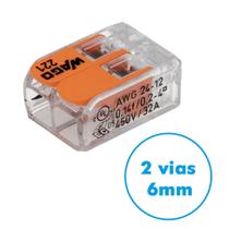 Conector De Emenda Isolante 2 Vias Para Fios De Até 6mm Com 3 peças WAGO