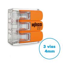 Conector De Emenda Isolante 3 Vias Para Fios De Até 4mm Com 10 peças WAGO Conector De Emenda Isolante 3 Vias Para Fios De Até 4mm Com 10 peças WAGO